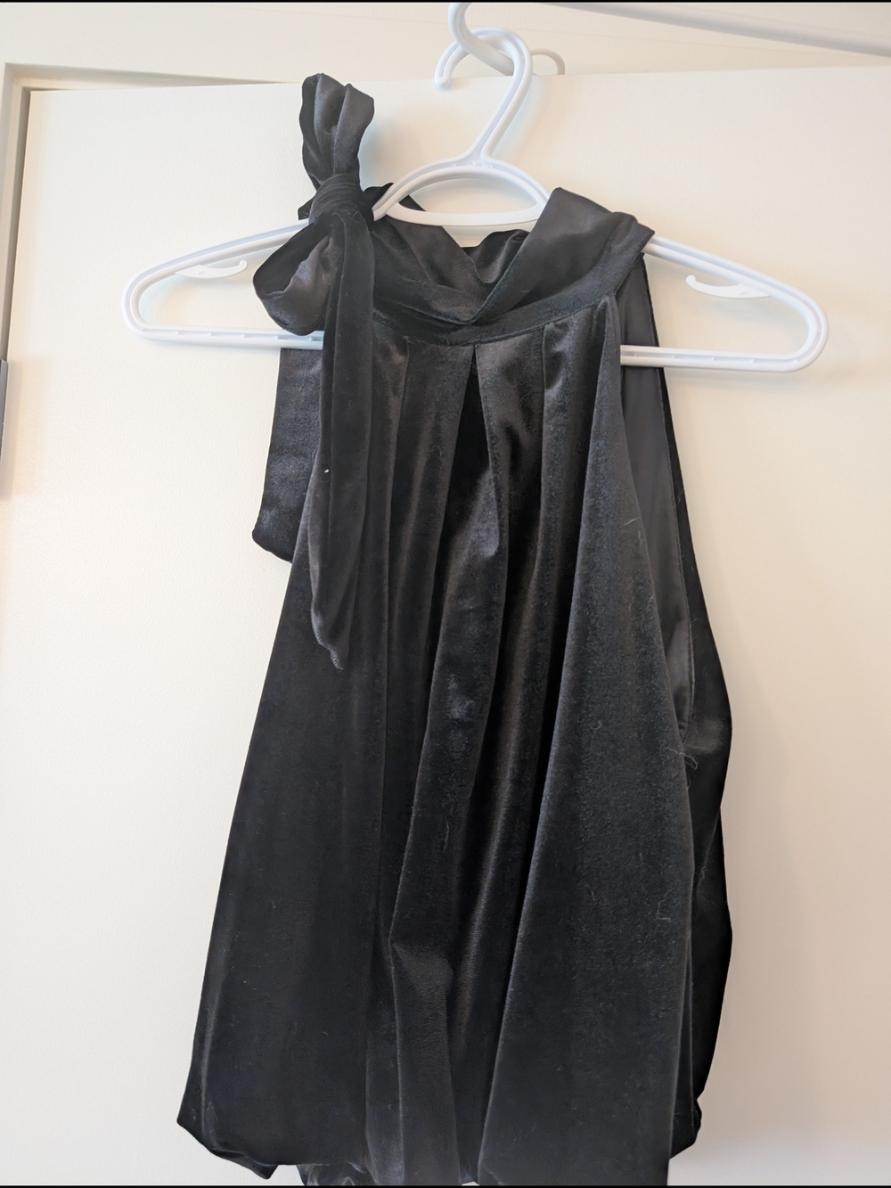 Zara Black Velvet One-Shoulder Tie Top